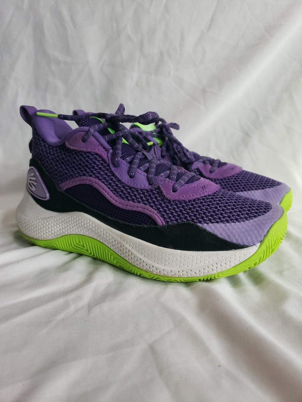 Under Armour Curry 3Z 24  Lavish/Purple/Hyper Green Basketball Sneakers Size 6Y